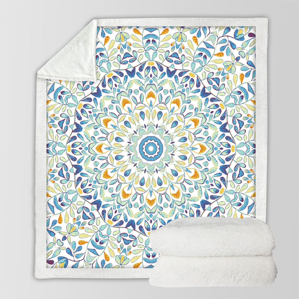 Sofa Blankets Leaves Circle Blue Green Orange