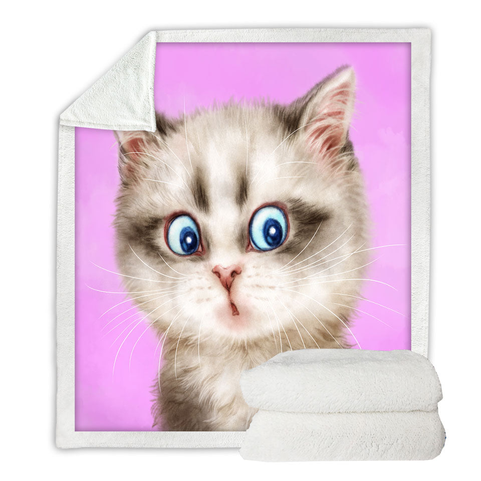 Sofa Blankets with Cats Cute and Funny Faces Amazed Kitten