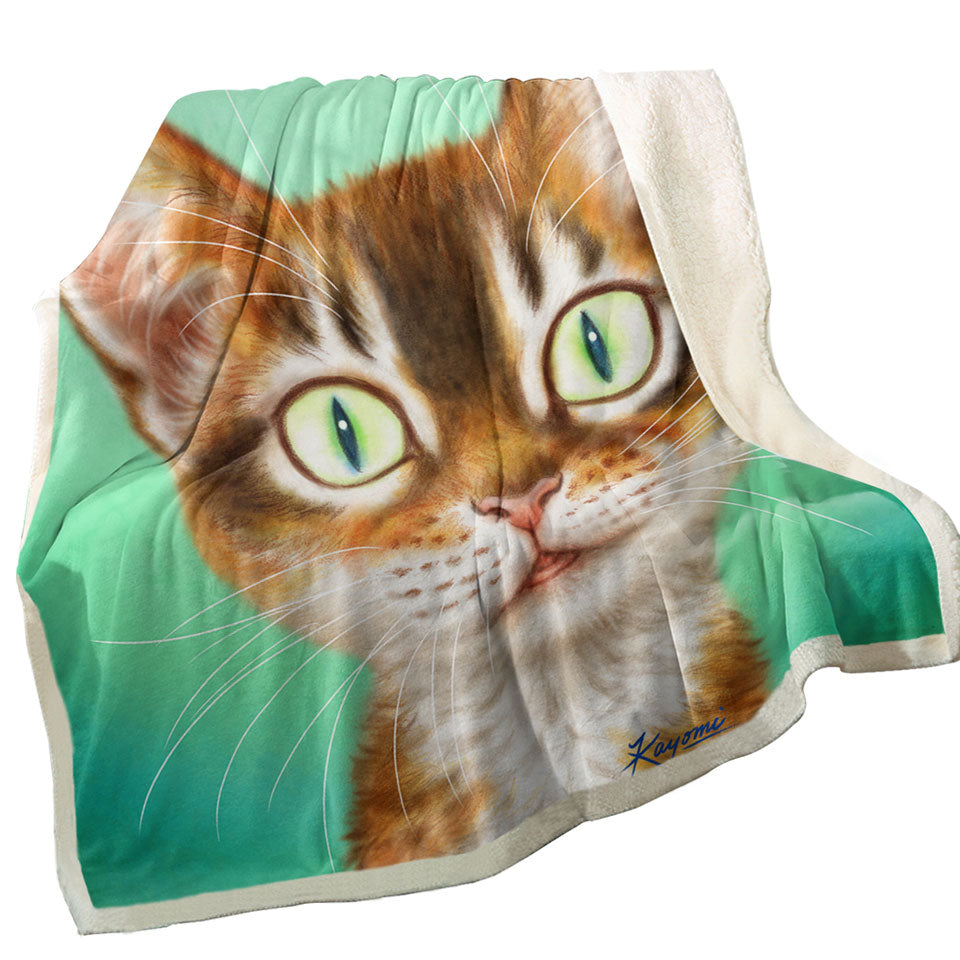 Sofa Blankets with Cute Painted Cat Handsome Ginger Kitten