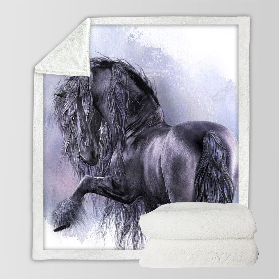 products/Sofa-Blankets-with-Honorable-Horse-the-Black-Pearl-Horses-Art