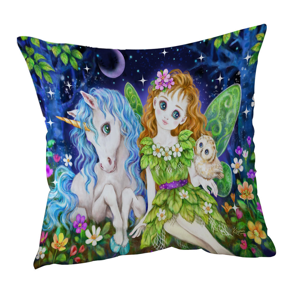 Sofa Pillows for Children Art Design Leaf Fairy and Unicorn