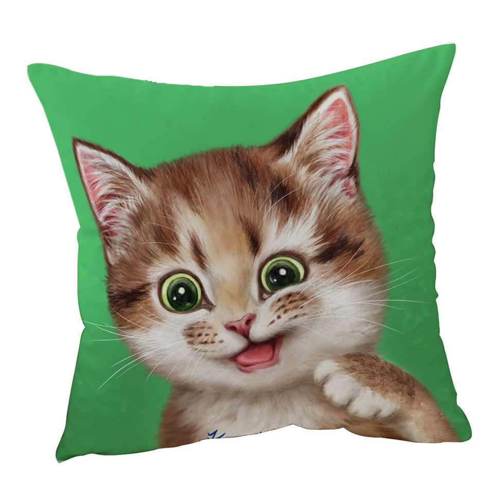 Sofa Pillows with Childrens Print Cute Kitten Playful Cat