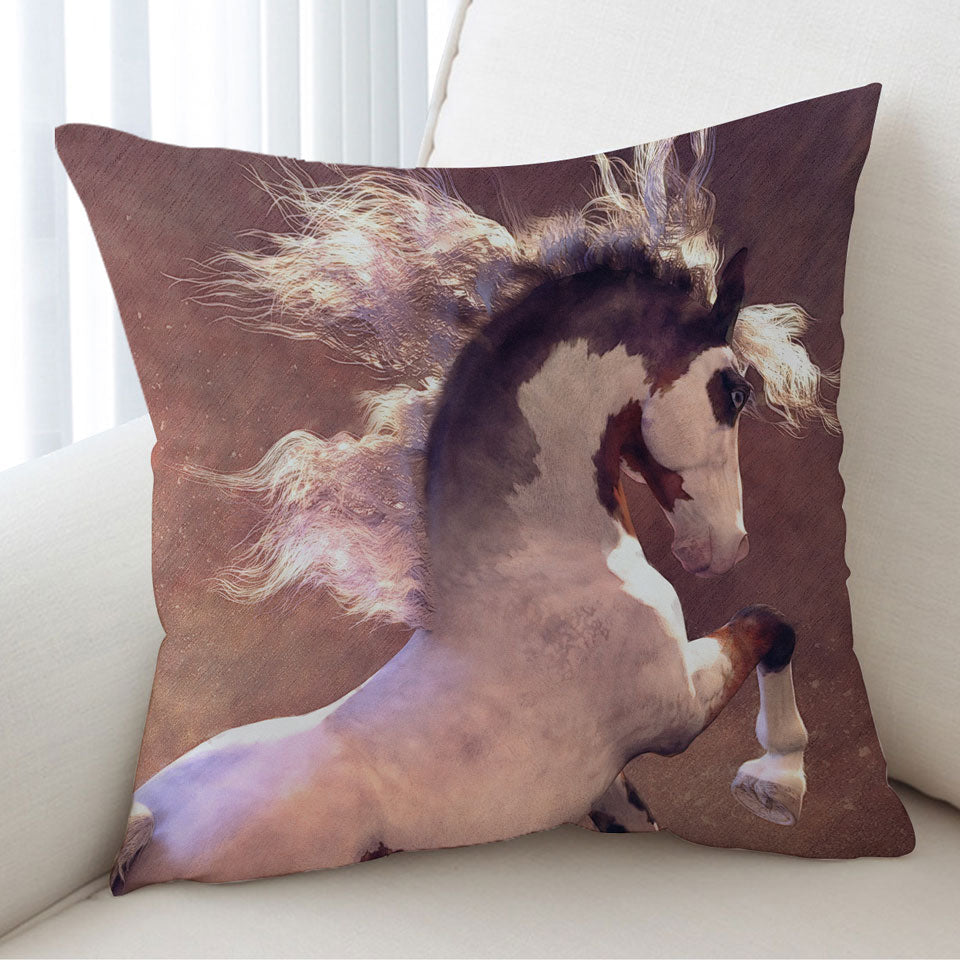 Sofa Pillows with Pride Beautiful White Brown Spots Horse