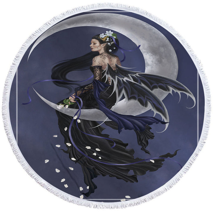Solace on the Moon of the Dark Night Elf Fairy Big Beach Towels