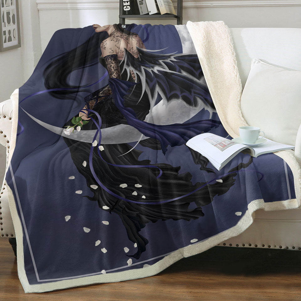 products/Solace-on-the-Moon-of-the-Dark-Night-Elf-Fairy-Fleece-Blankets