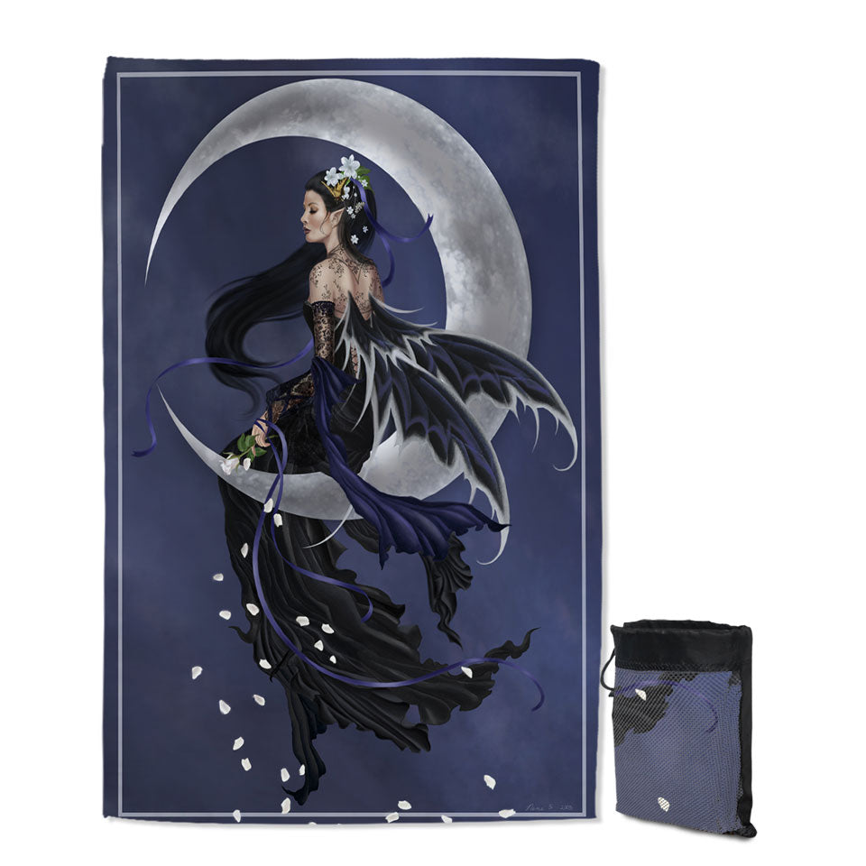 Solace on the Moon of the Dark Night Elf Fairy Quick Dry Beach Towel