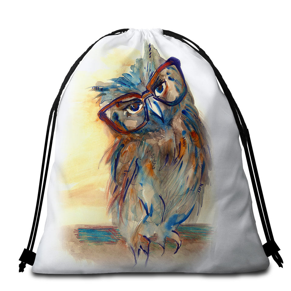 Sophisticated Chic Owl Beach Towels and Bags Set