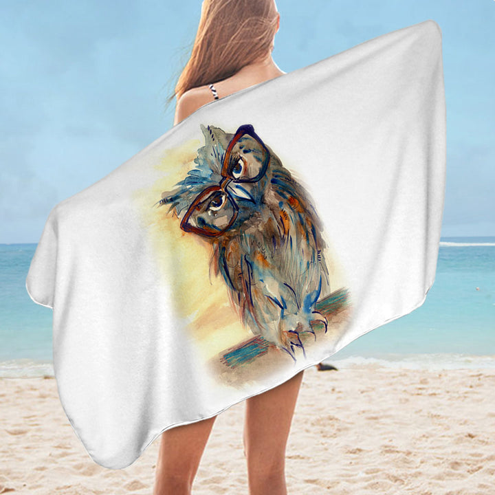 Sophisticated Chic Owl Microfiber Beach Towel