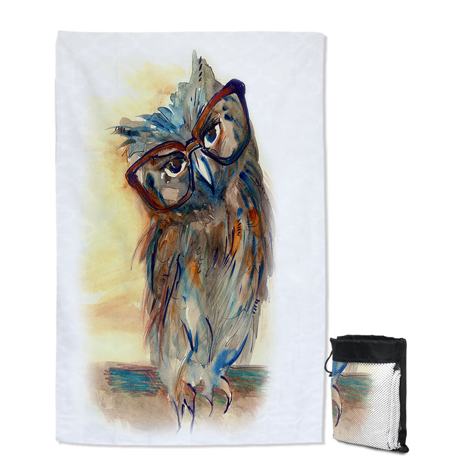 Sophisticated Chic Owl Quick Dry Beach Towel