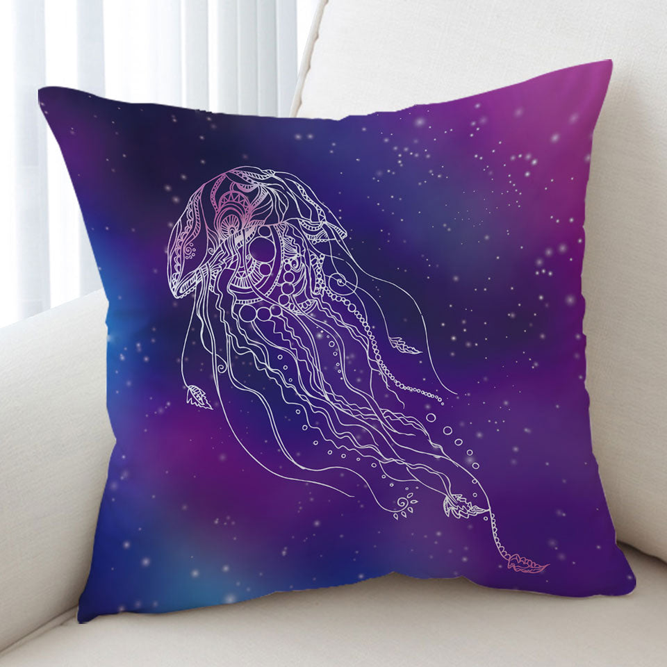 Space Background Jellyfish Cushion