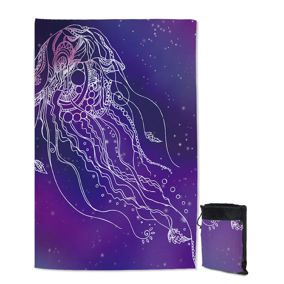 Space Background Jellyfish Quick Dry Beach Towel