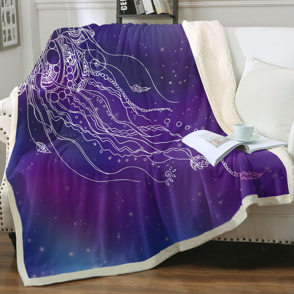 Space Background Jellyfish Throw Blanket