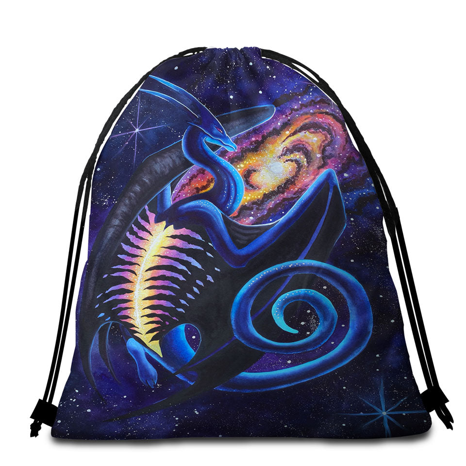 Space Beach Towel Bags Galactic Entrance Fantasy Space Dragon
