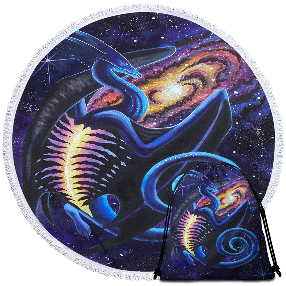 Space Beach Towels Galactic Entrance Fantasy Space Dragon