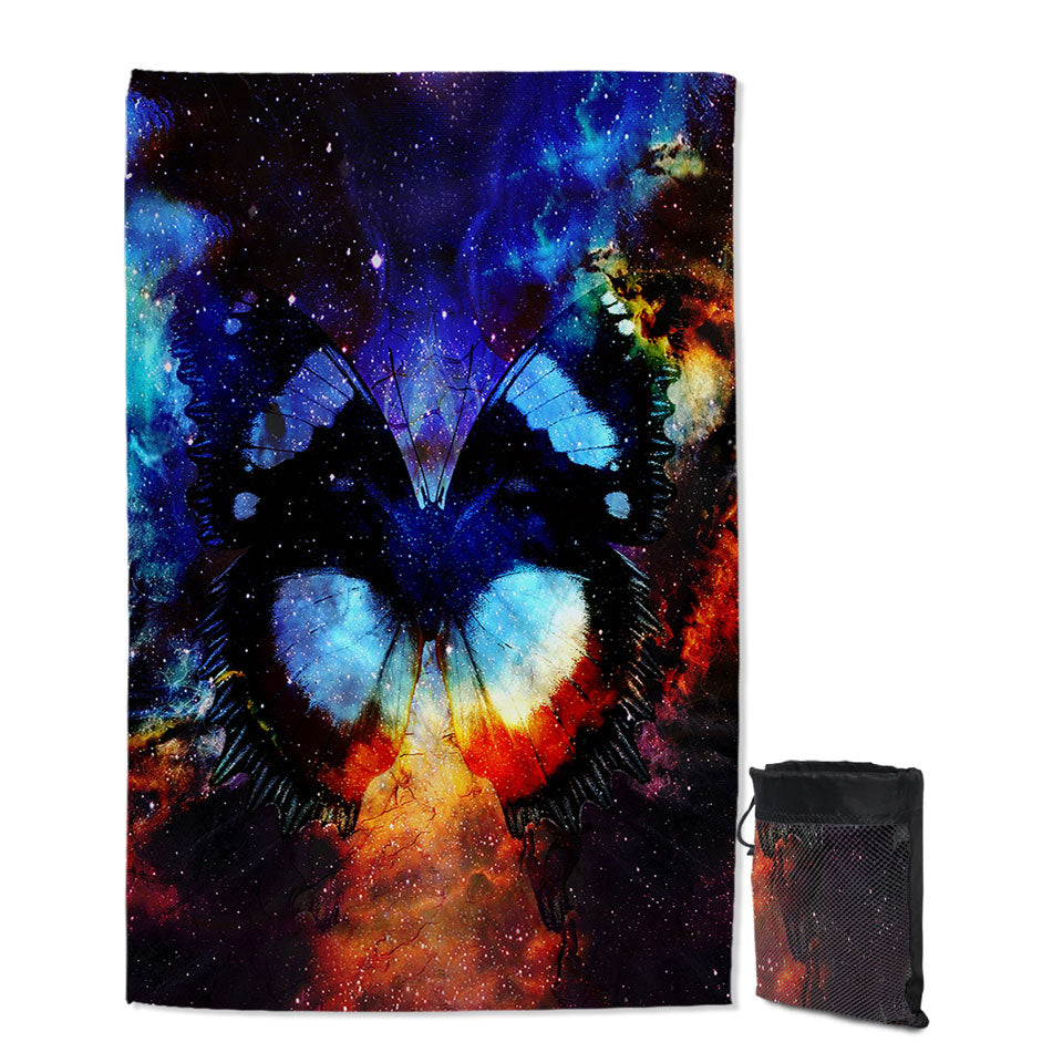 Space Butterfly Beach Towels