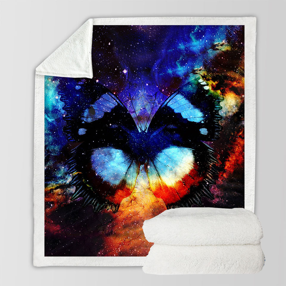 Space Butterfly Sherpa Blanket
