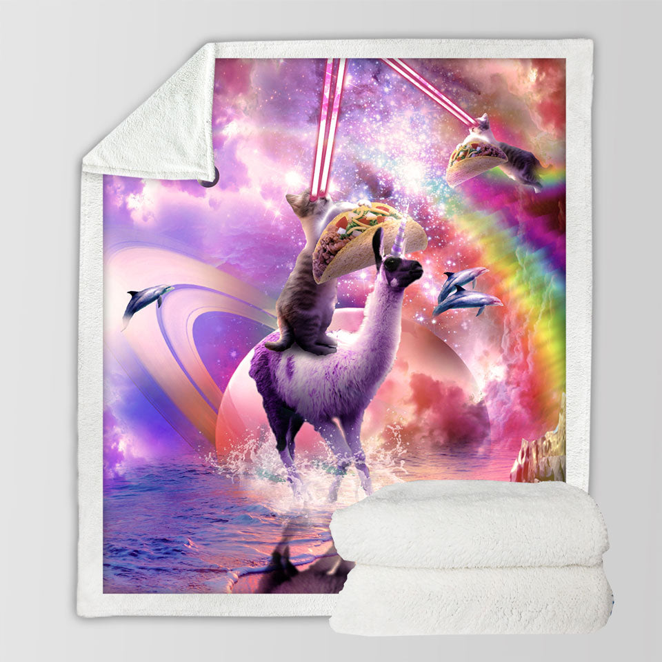 products/Space-Cat-on-Llama-Unicorn-Eating-Taco-Sherpa-Blanket