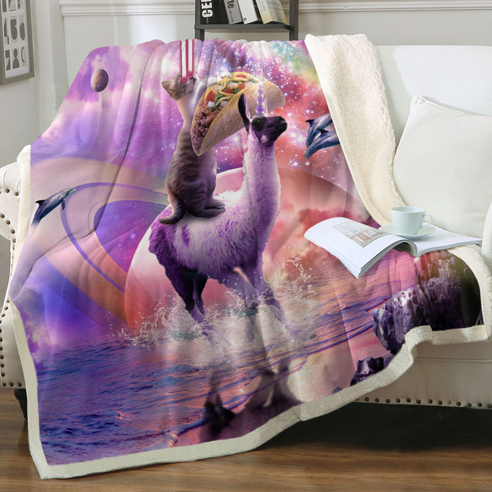 products/Space-Cat-on-Llama-Unicorn-Eating-Taco-Throw-Blanket
