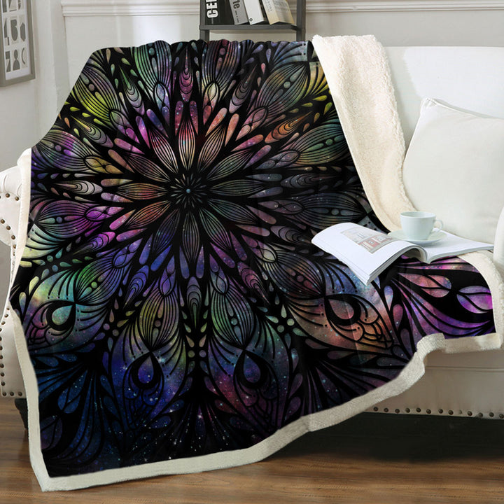 Space Feathers Mandala Throws
