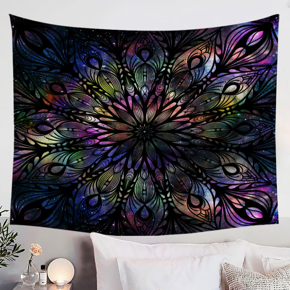 Space Feathers Mandala Wall Decor Tapestry