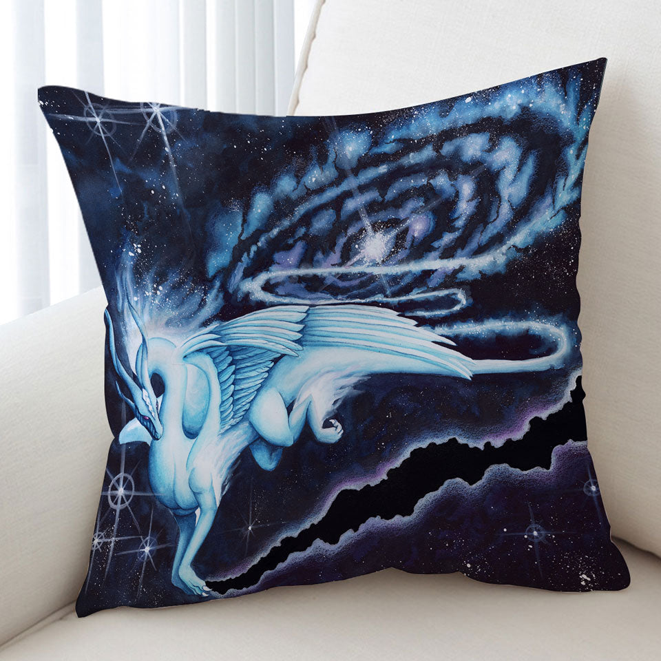 Space Galaxy Dragon Throw Pillow Soaring through the Cosmos