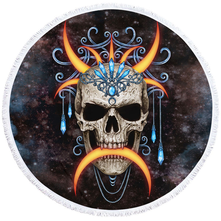 Space Skull Round Beach Towel the Moon Queen