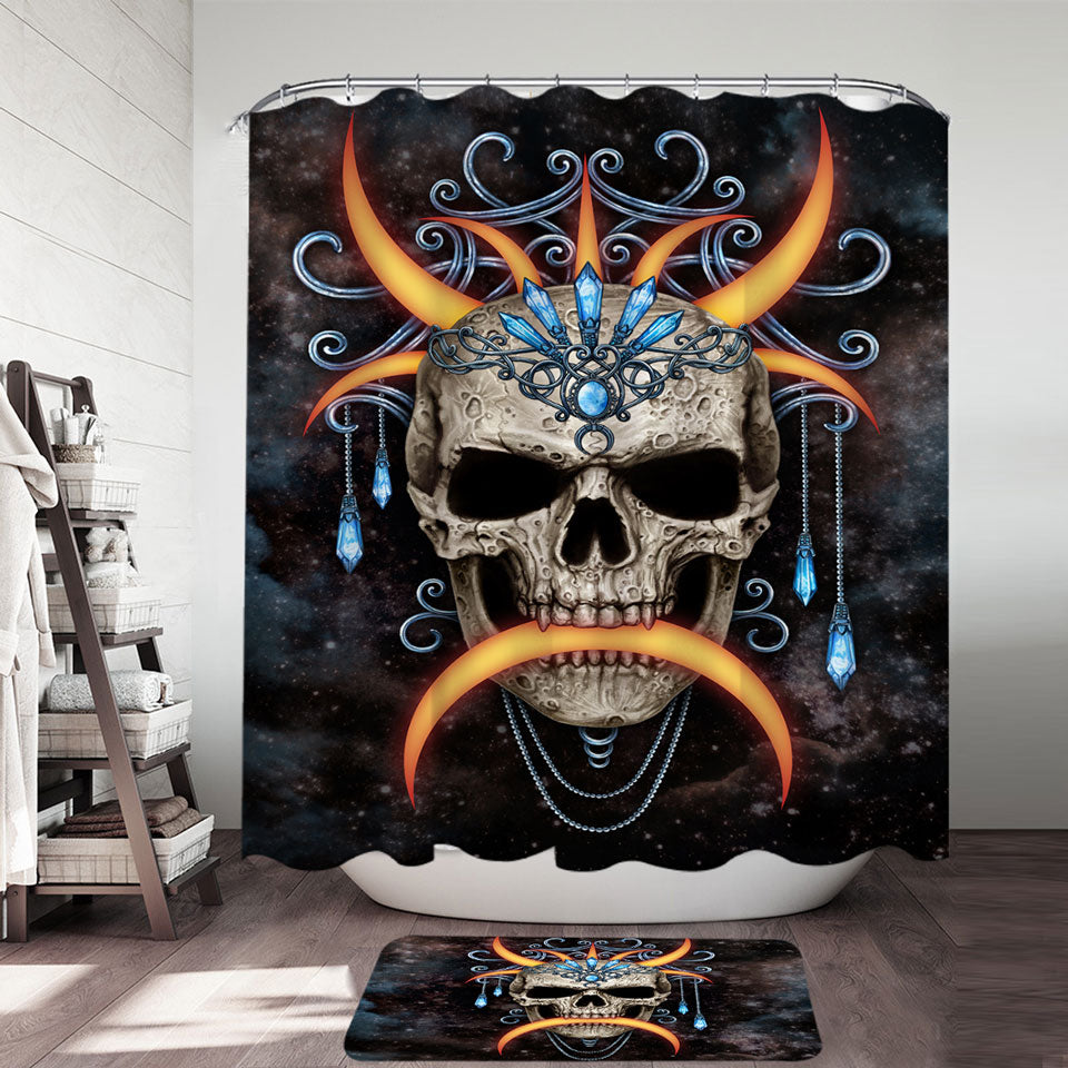 Space Skull Shower Curtain the Moon Queen