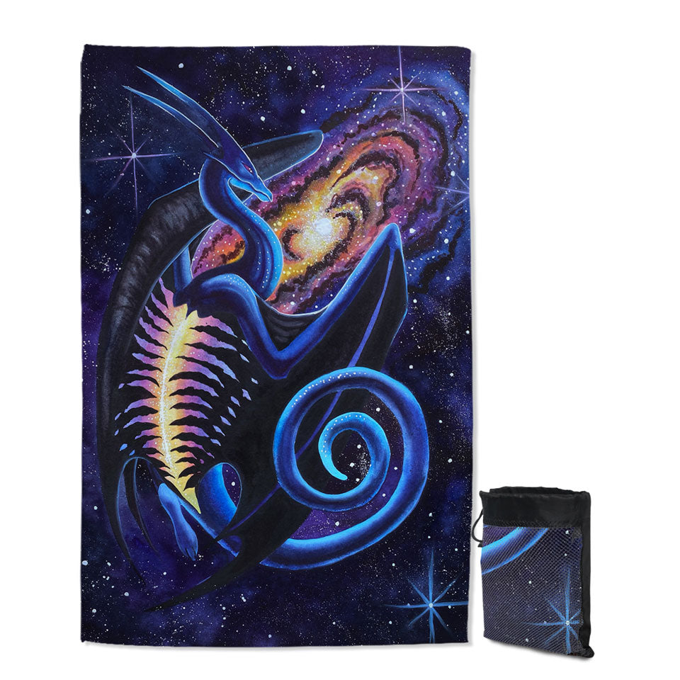 Space Travel Beach Towel Galactic Entrance Fantasy Space Dragon