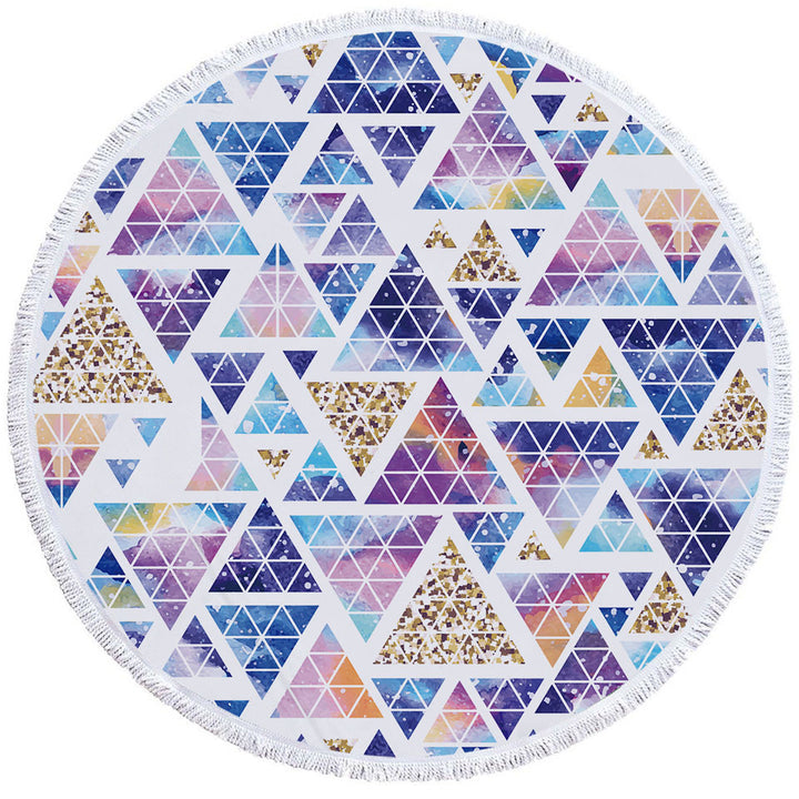 Space Triangles Abstract Round Beach Towel