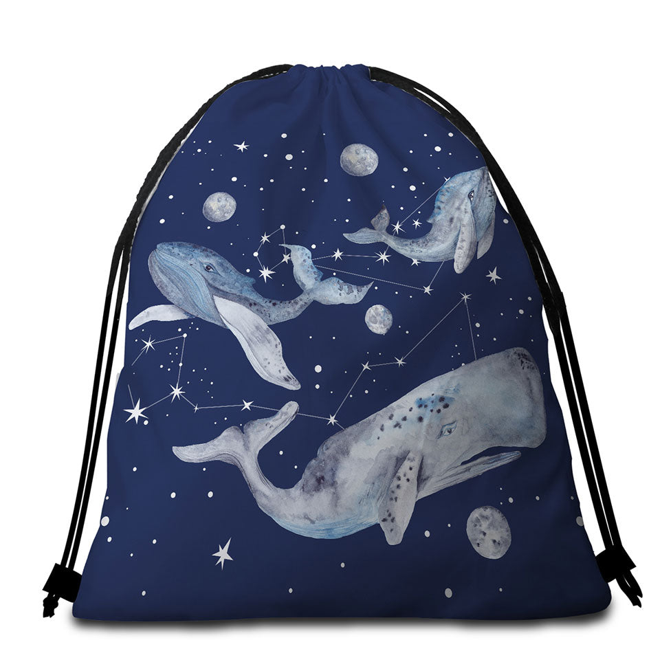 Space Whales Round Beach Towel With Bag Set