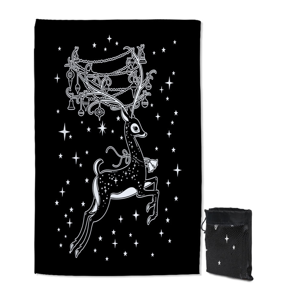 Sparkling Christmas Beach Towels Cute White Tailed Deer