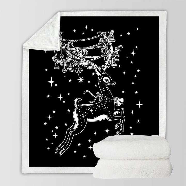 Sparkling Christmas Sofa Blankets Cute White Tailed Deer