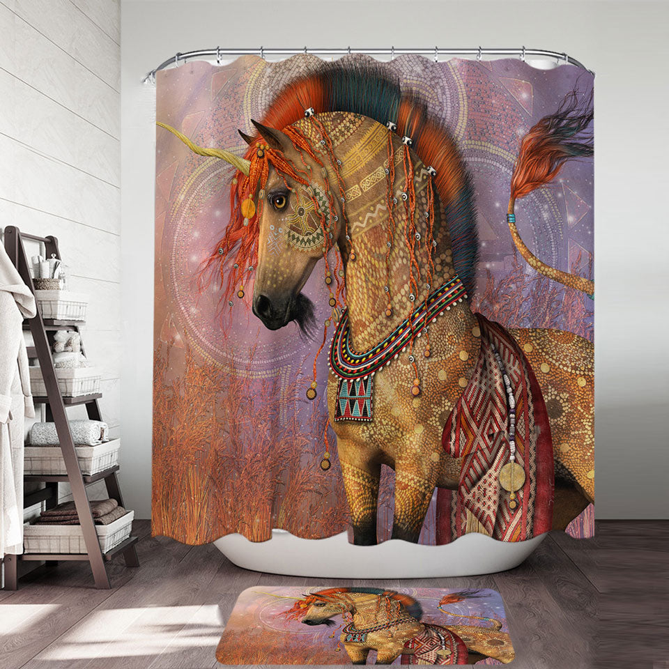Spectacular and Unique Oriental Unicorn Shower Curtains