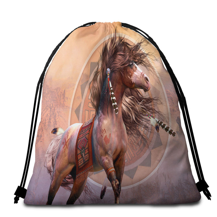 Spirit Warrior Horse Native American Art Beach Bags and Towels
