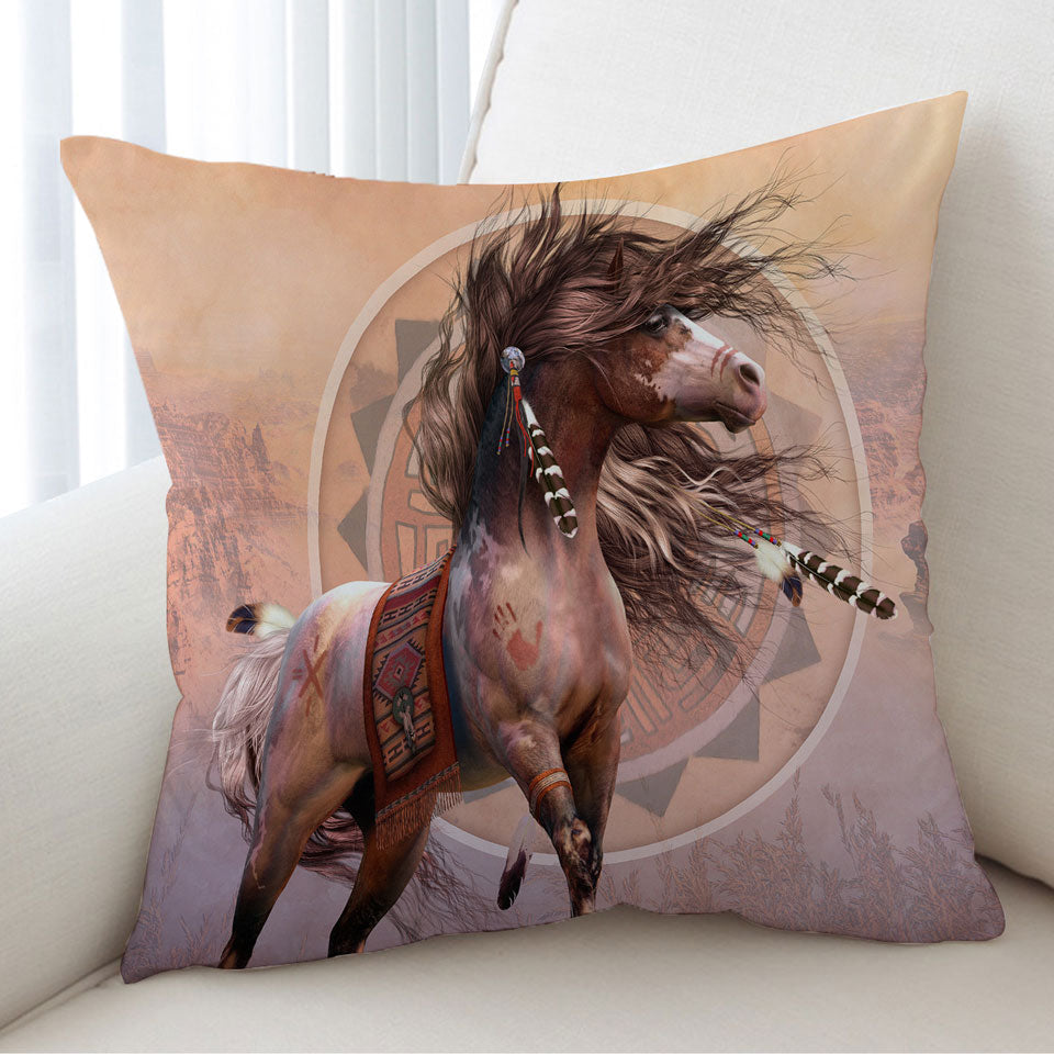 Spirit Warrior Horse Native American Art Decorative Cushions