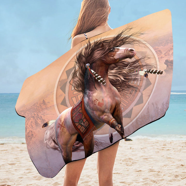 Spirit Warrior Horse Native American Art Swims Towel