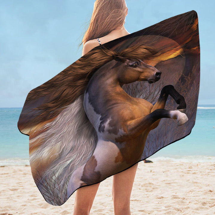 Spirit of the Wild Brown White Horse Microfibre Beach Towels