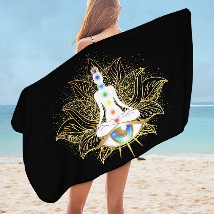 Spiritual Beach Towels Golden Buddha