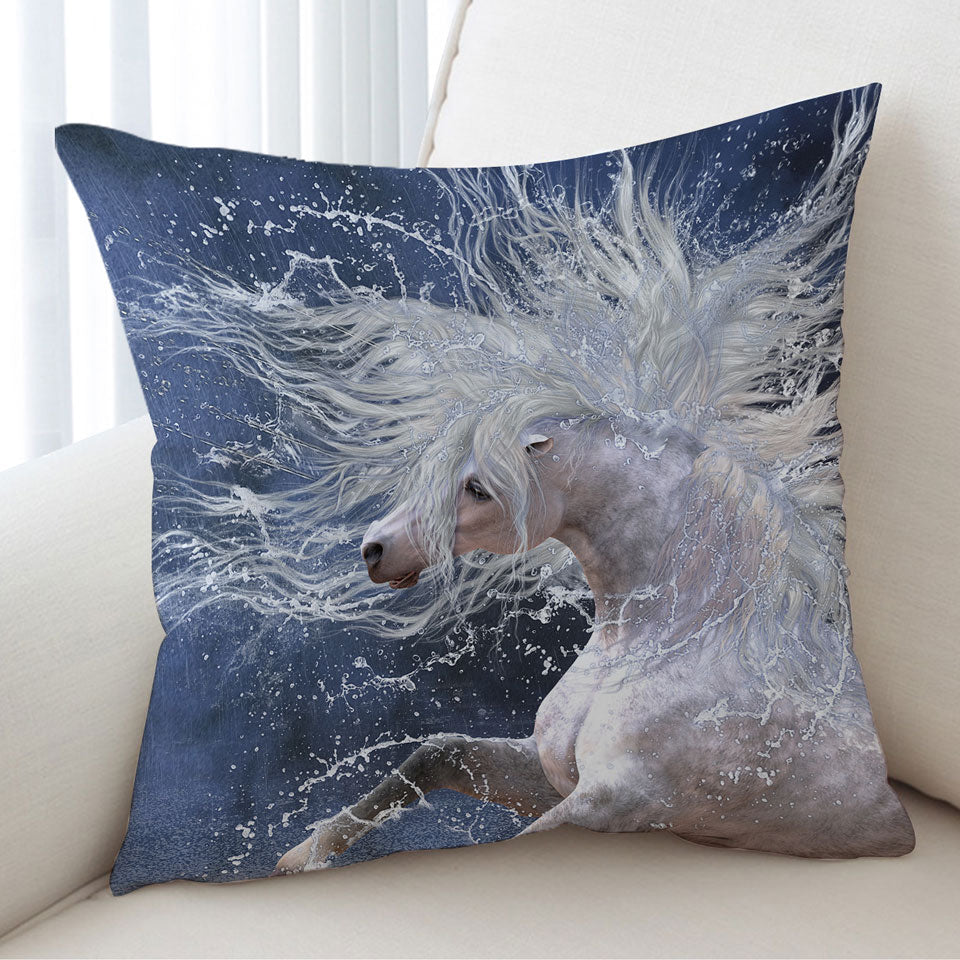 Splash Wild White Horse Cushions
