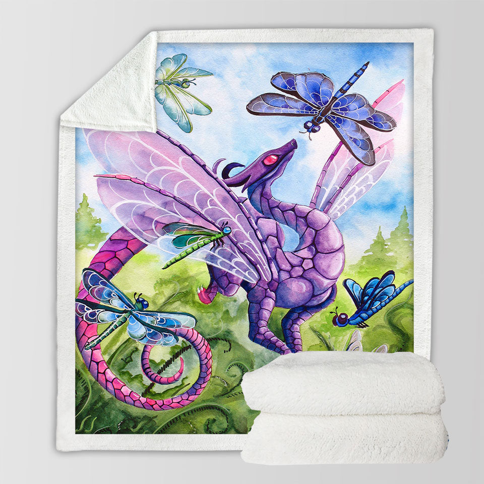 products/Spring-Fleece-Blankets-Dragon-and-Dragonflies