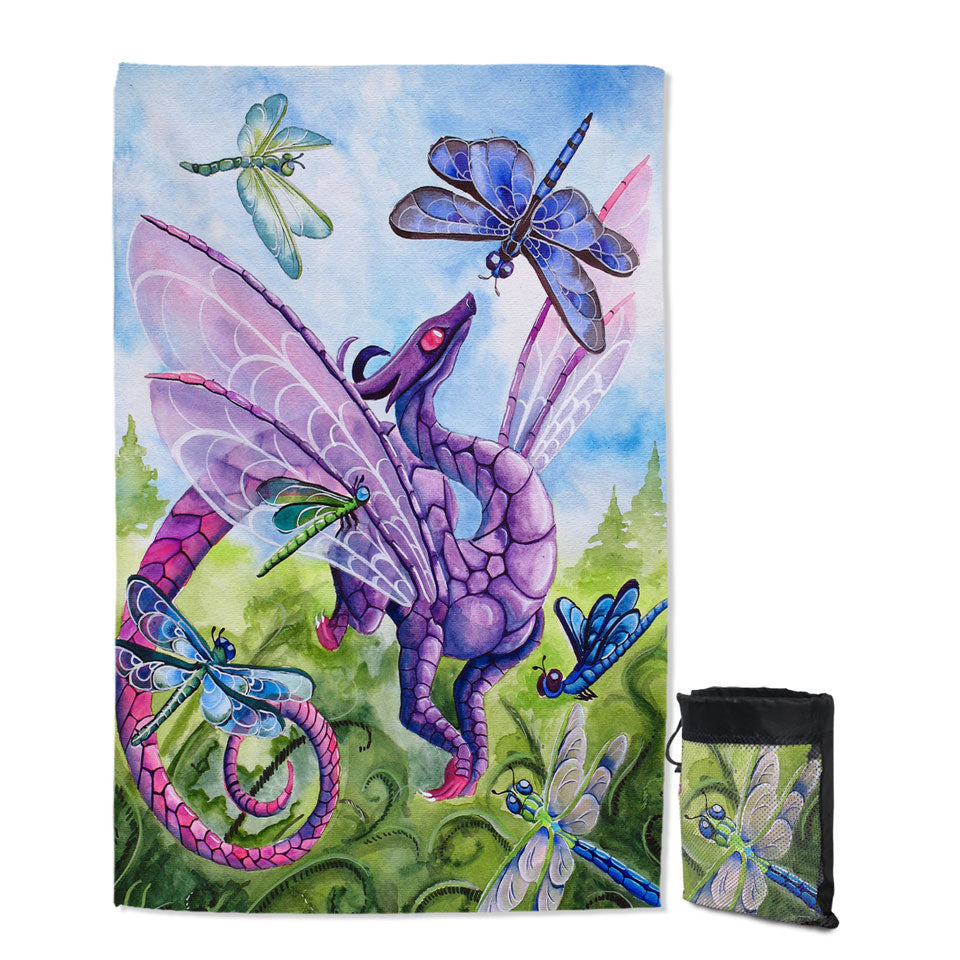 Spring Swims Towel Dragon and Dragonflies