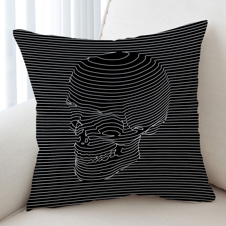 Striped 3D Skull Cushion Cover