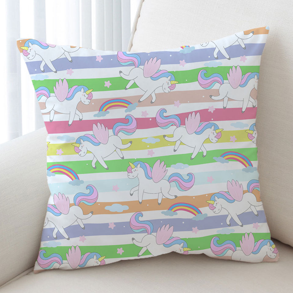 Stripes and Rainbow Unicorn Kids Cushions