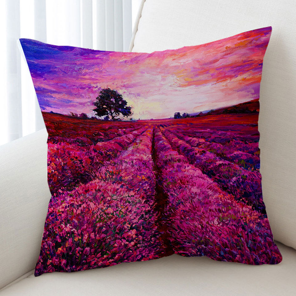 Stunning Art Cushions Purplish Sky above Lavender Field
