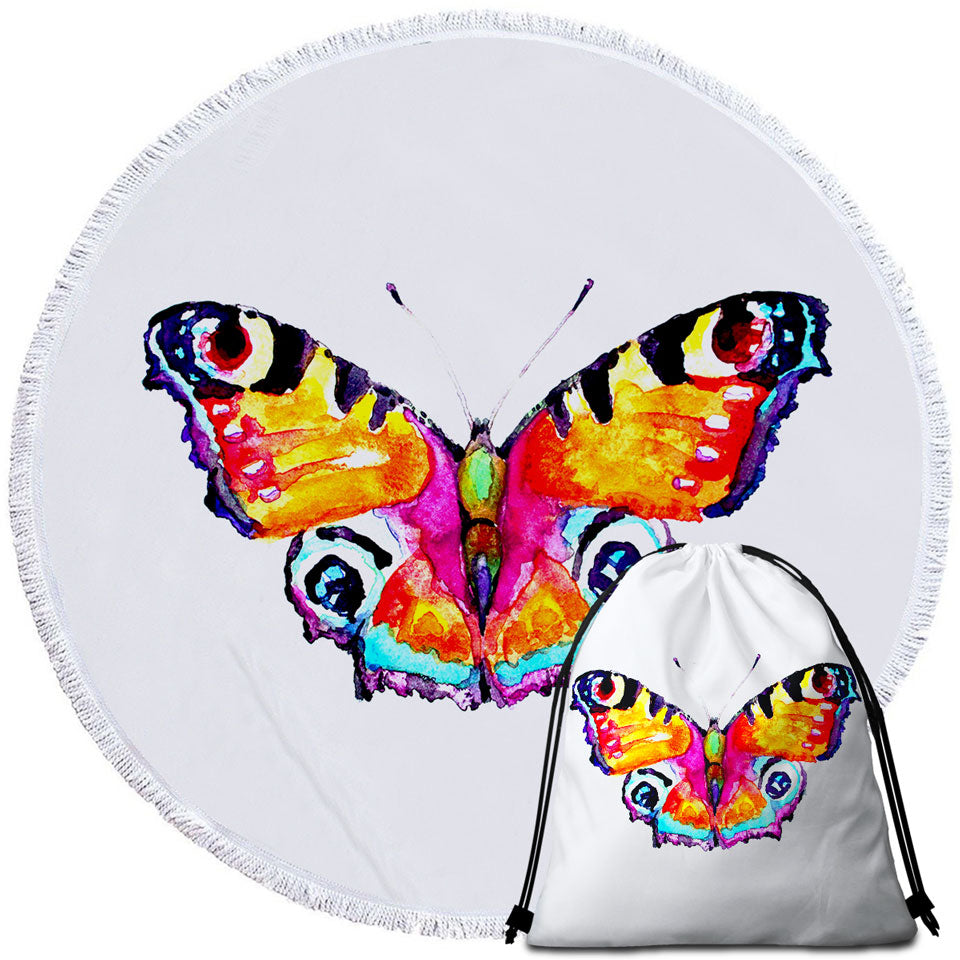 Stunning Art Painting Butterfly Round Beach Towel