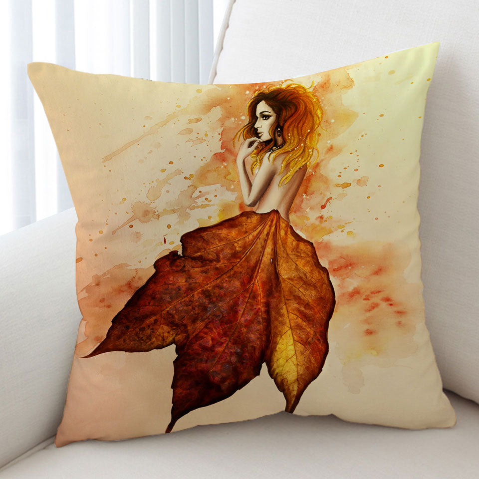 Stunning Art Painting Miss Autumn Cushion Covers