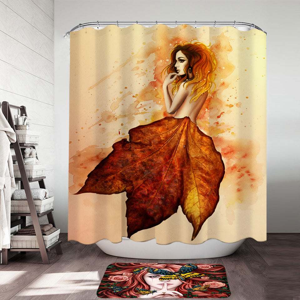 Stunning Art Painting Miss Autumn Shower Curtain