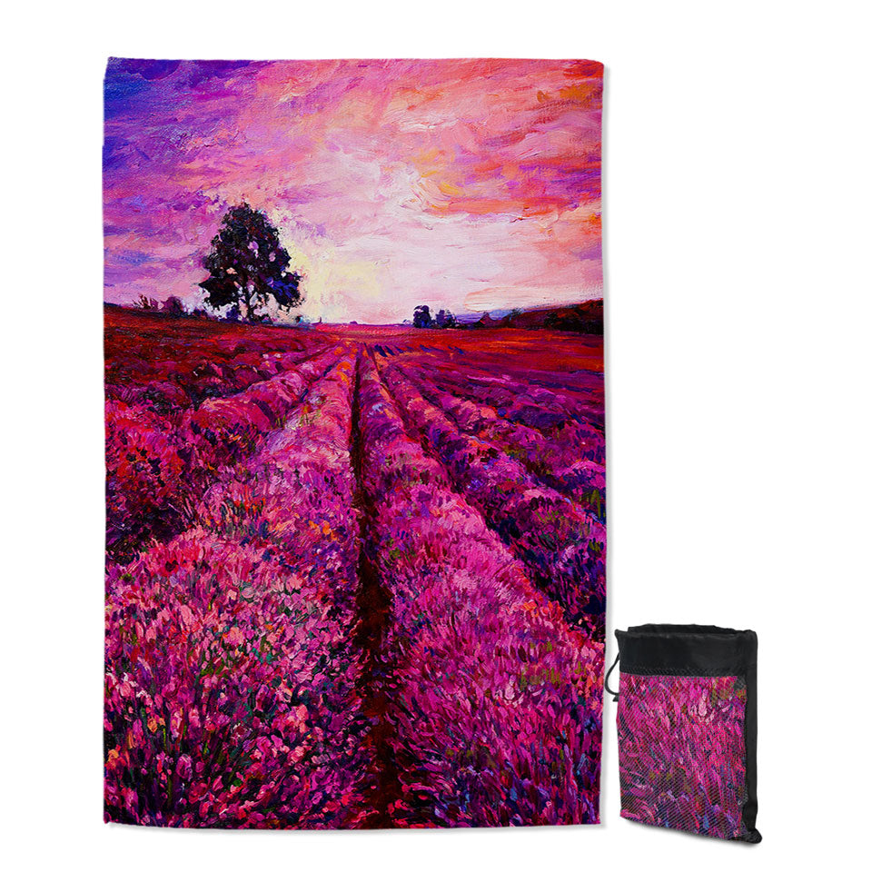Stunning Art Thin Beach Towels Purplish Sky above Lavender Field