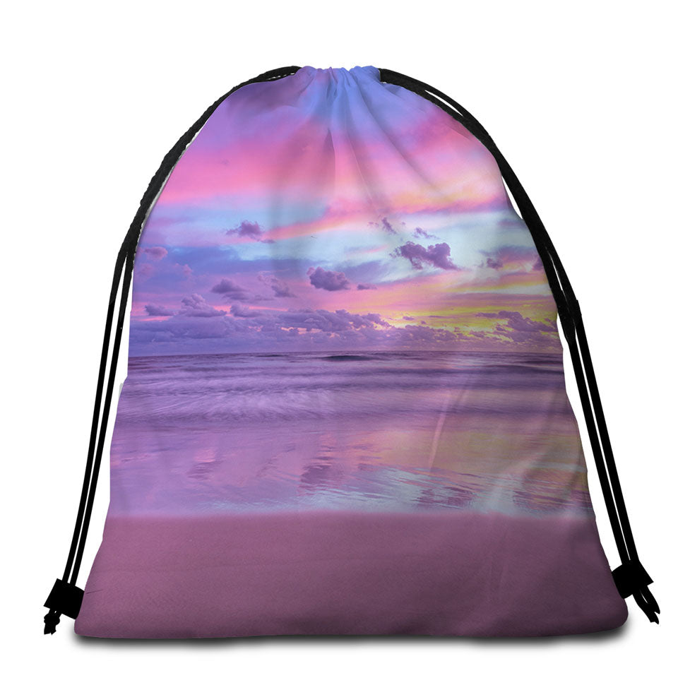 Stunning Beach Bags and Towels Ocean During Purplish Sunset