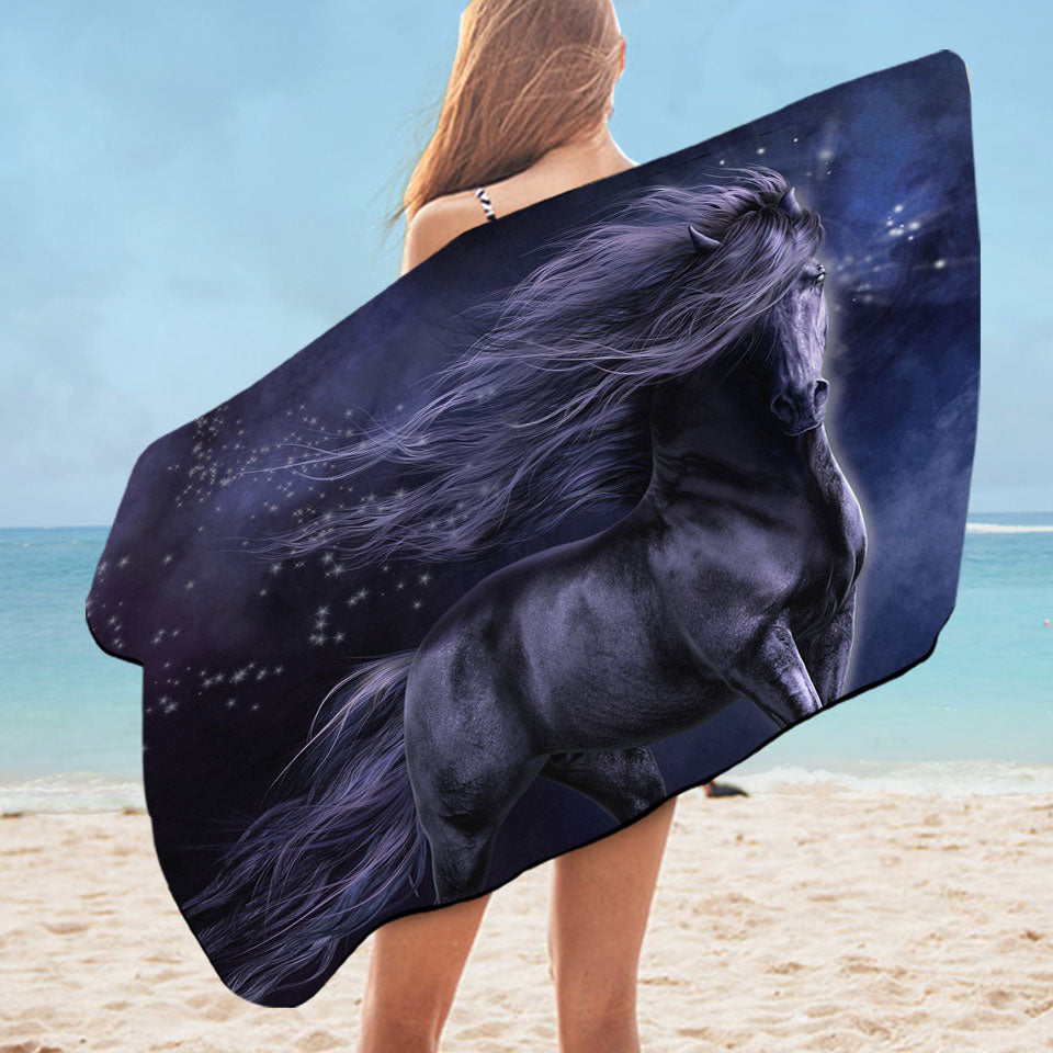 Stunning Black Horse Pool Towel the Black Thunder Horses Art